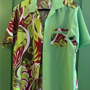 Vibrant Green and Red Men's Shirt